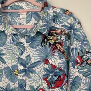 Marvel Aloha Shirt XXL Spiderman Hulk Iron Man Captain America Tropic